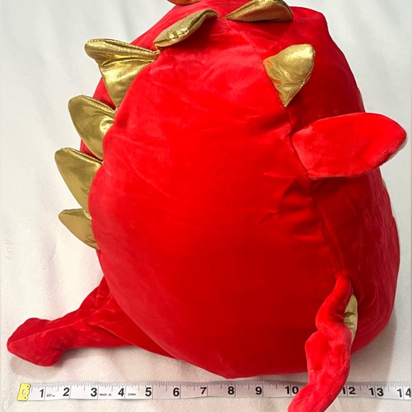 Squishmallows Baiden Red Dragon Plush Gold Accents with Boba Drink NWT - Picture 16 of 16